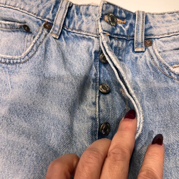 Zara Blue High Rise Raw Hem Straight Leg Jeans Size 6 - Picture 6 of 11